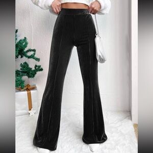 SHEIN EZwear High Waist Velvet Flare Leg Pants